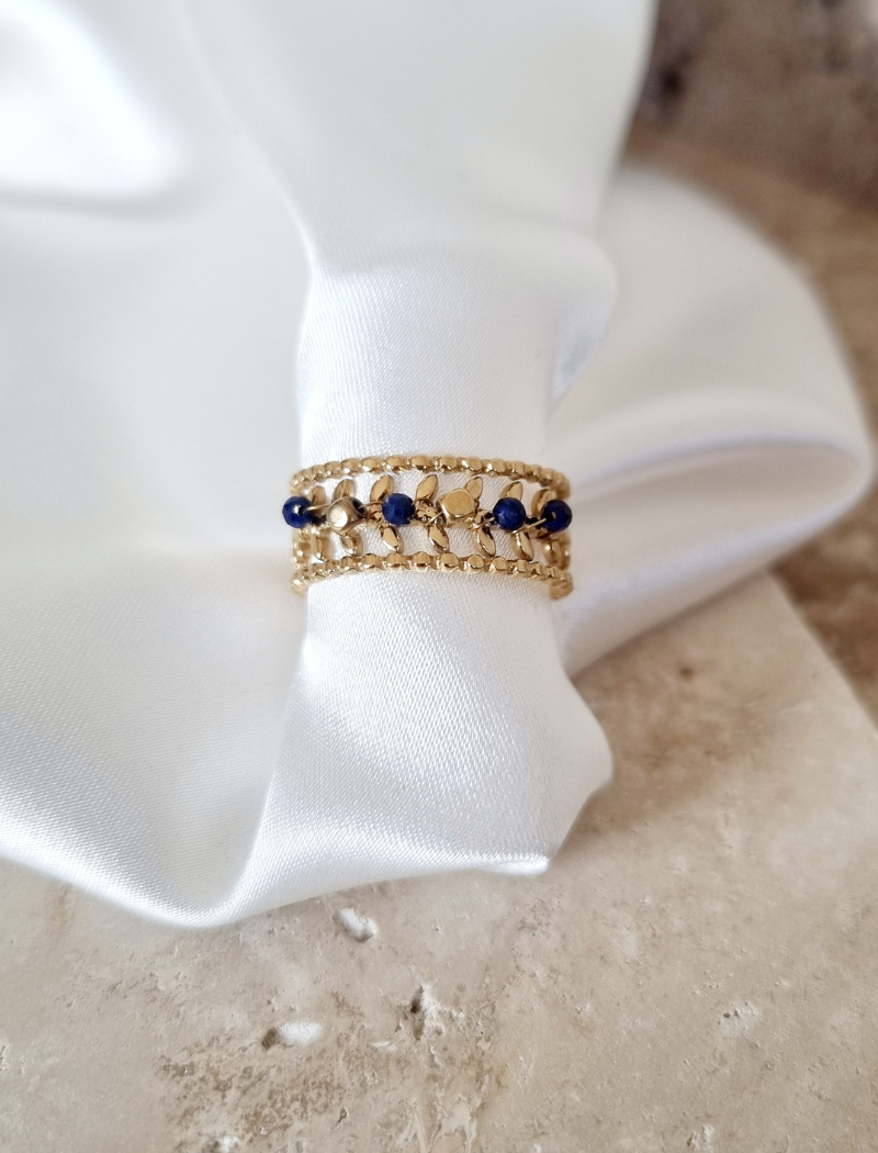 Bague Ligne Perlée Lapis Lazuli – Image 3
