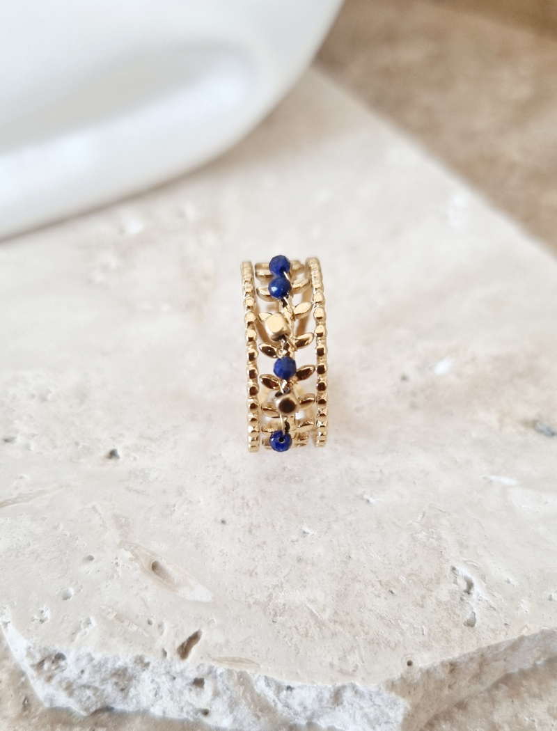 Bague Ligne Perlée Lapis Lazuli – Image 2