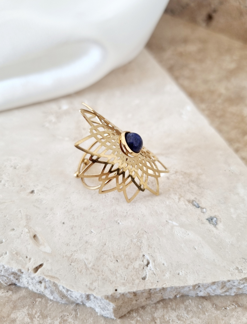 Bague Motif Fleurs Lapis Lazuli – Image 2