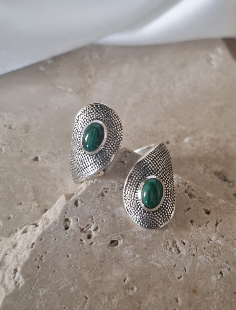 Bague en argent et pierre de Malachite – Image 3