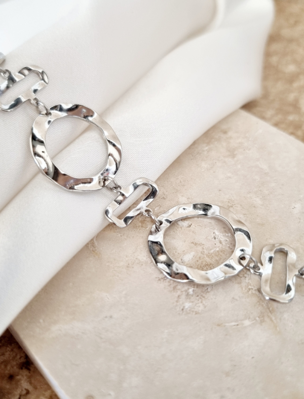 bracelet stella argent martelé pierre main image 1