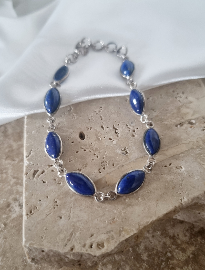 Bracelet en argent et pierres de Lapis-Lazuli – Image 3