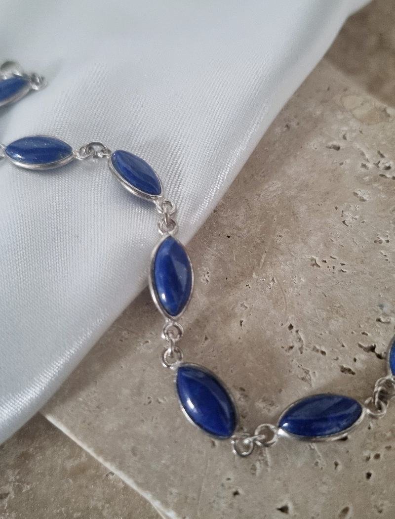 Bracelet en argent et pierres de Lapis-Lazuli – Image 2