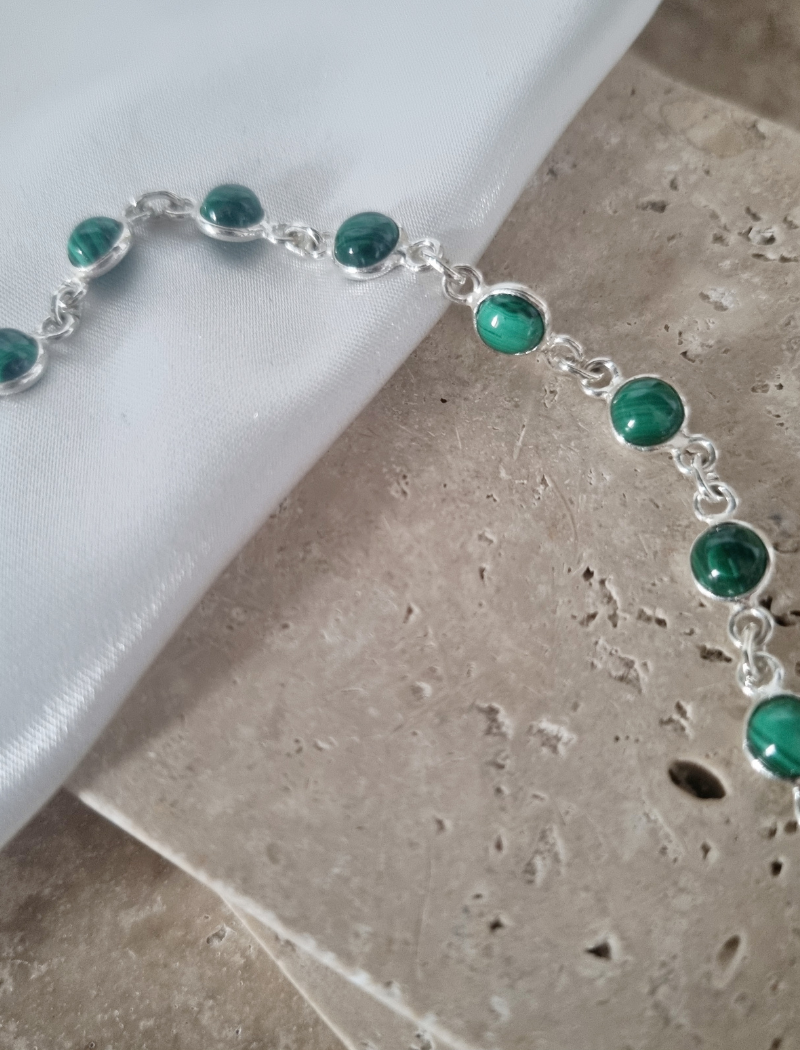 Bracelet en argent et pierres de malachite – Image 3