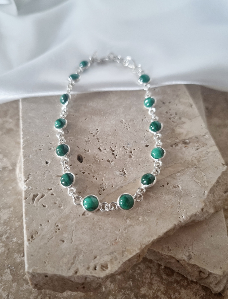 Bracelet en argent et pierres de malachite – Image 2