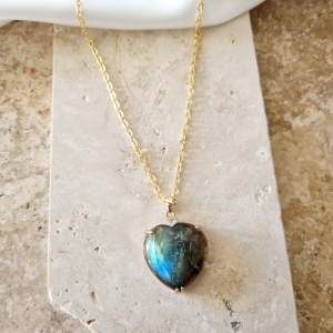 Collier Cœur en Labradorite