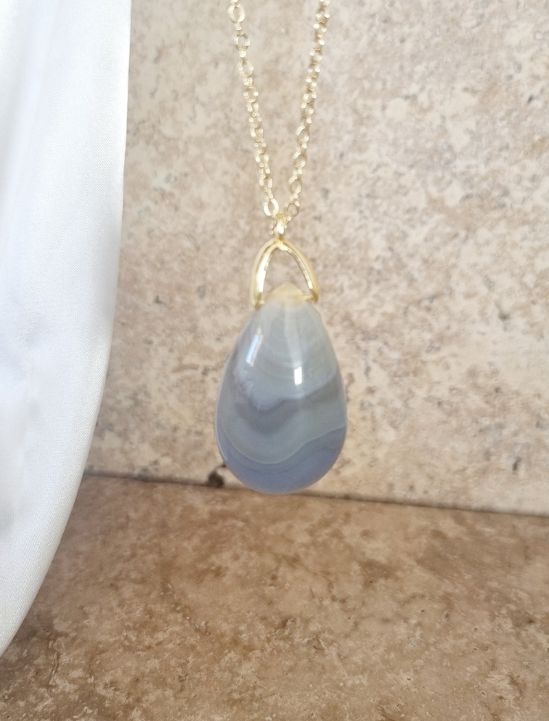 Collier Goutte en Agate Botswana – Image 3