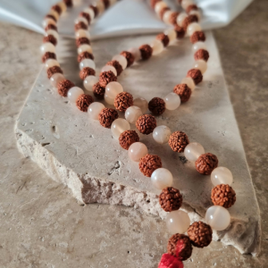 Mala Pierre de Lune Pêche et Rudraksha