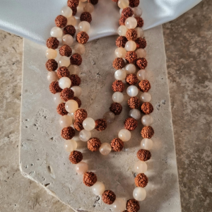 Mala Pierre de Lune Pêche et Rudraksha