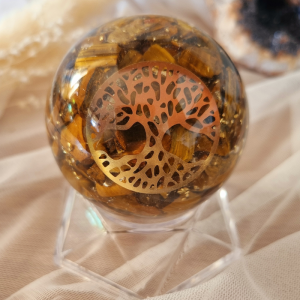 Sphère Orgonite Œil Tigre Arbre Vie