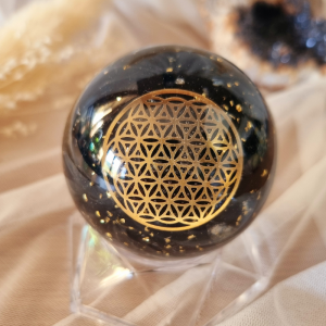 Sphère Orgonite Tourmaline Fleur Vie