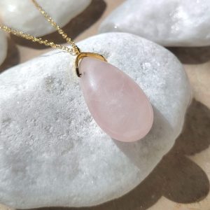Collier Goutte en Quartz Rose