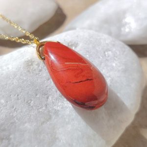 Collier Goutte en Jaspe Rouge