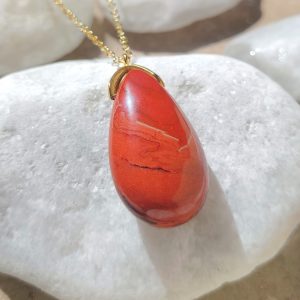 Collier Goutte en Jaspe Rouge