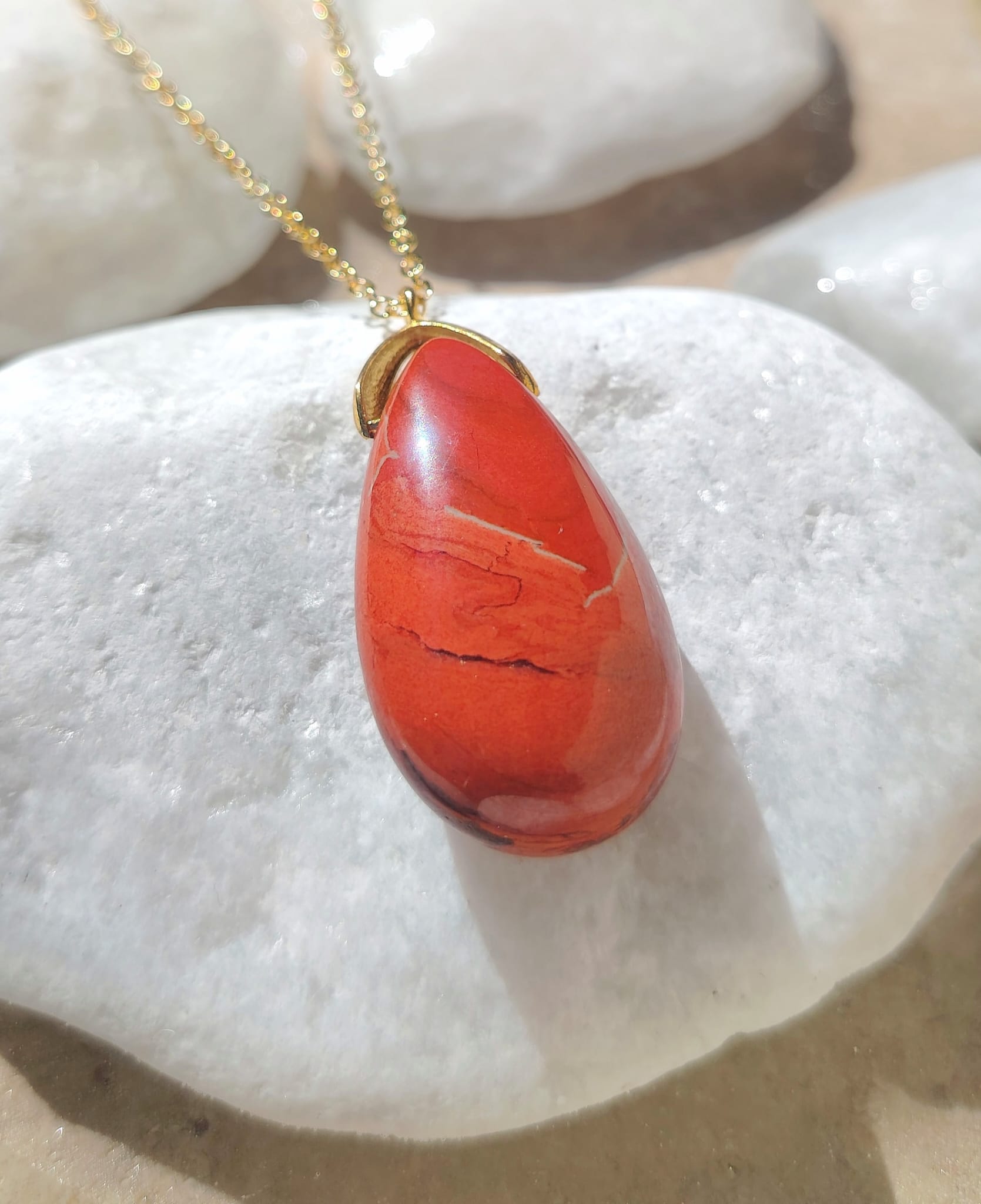 Collier Goutte en Jaspe Rouge