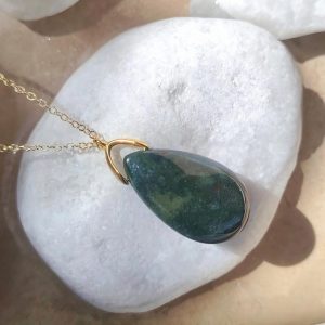 Collier Goutte en Agate Mousse