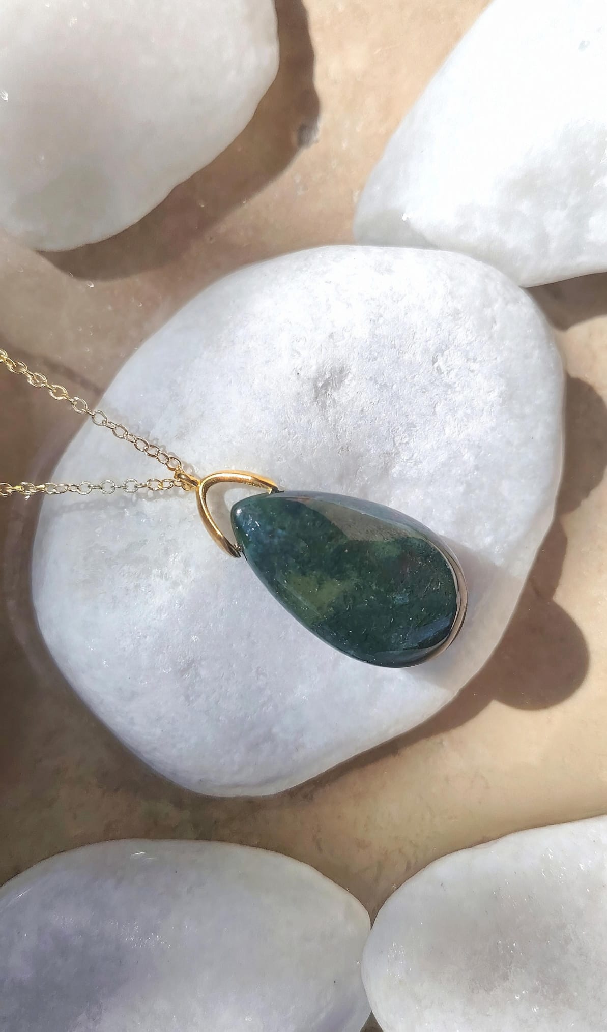 Collier Goutte en Agate Mousse – Image 2